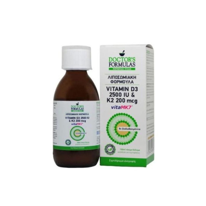 DOCTOR'S FORMULAS Vitamin D3 2500iu & K2 200mcg Συμπλήρωμα Διατροφής Για Τη Διατήρηση Της Φυσιολογικής Κατάστασης Των Οστών 150ml