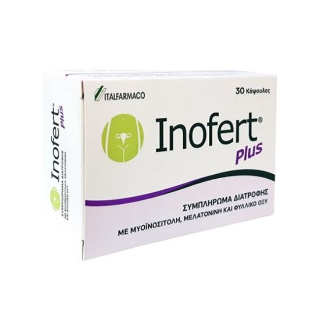 INOFERT Plus Συμπλήρωμα Διατροφής Με Μυοϊνοσιτόλη, Μελατονίνη & Φυλλικό Οξύ 30 κάψουλες