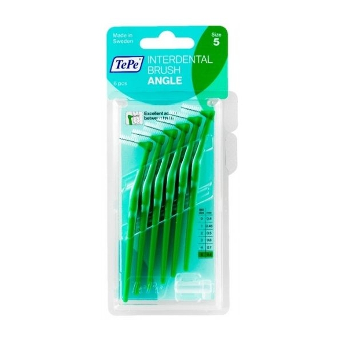 TEPE Interdental Brush Angle Size5 Μεσοδόντια Οδοντόβουρτσα  Πράσινο 6τμχ
