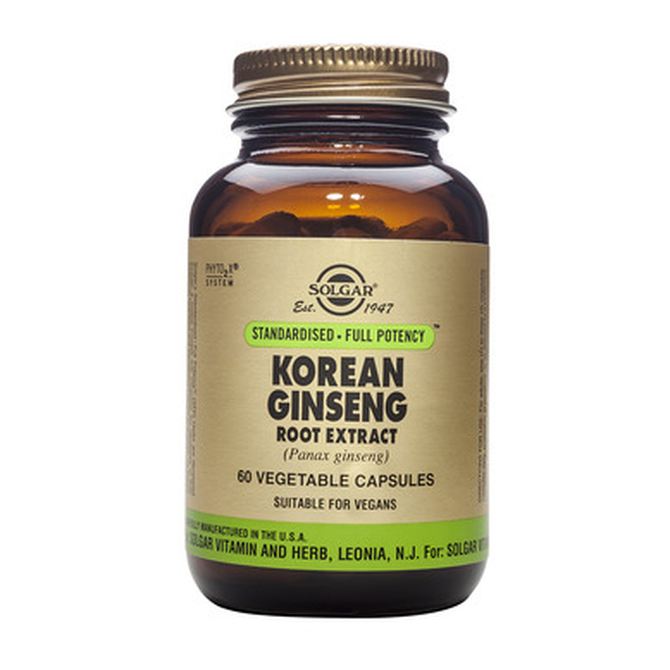 SOLGAR Korean Ginseng Root Extract Κατά Της Κόπωσης 60 Φυτοκάψουλες