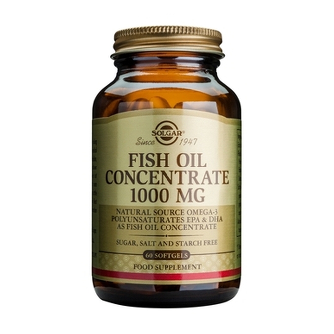 SOLGAR Fish Oil Concentrate 1000mg Συμπυκνωμένο Έλαιο Ψαριών Για τo καρδιαγγειακό Σύστημα 60 Μαλακές Κάψουλες