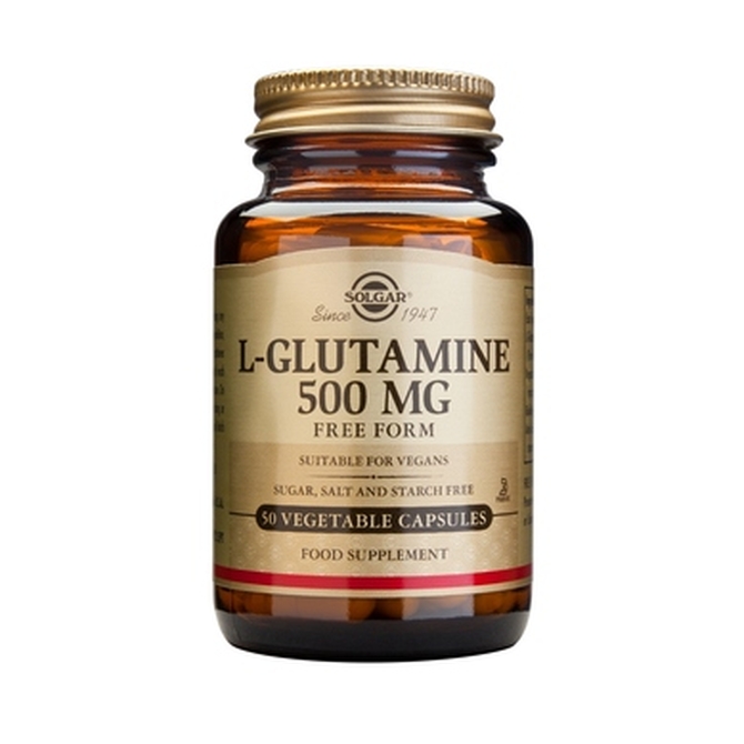 SOLGAR L-Glutamine 500 mg Συμβάλλει στην Ενίσχυση της Γαστρεντερικής Λειτουργίας Και Της Καλής Λειτουργίας Του Εγκεφάλου 50 Φυτοκάψουλες