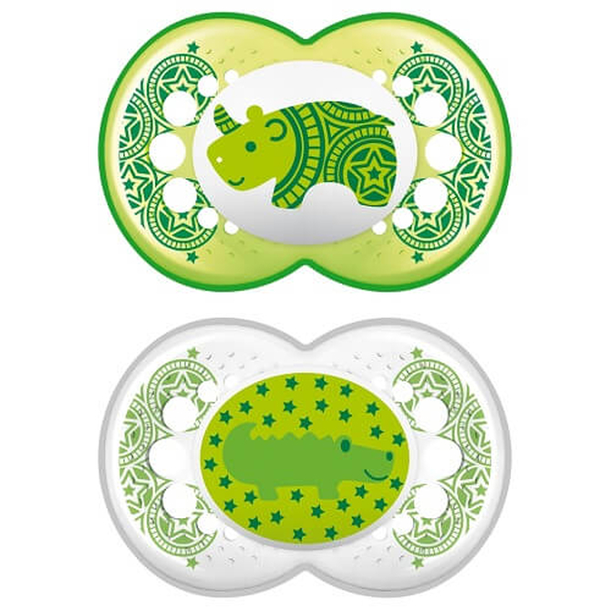 MAM Clear Πιπίλα Σιλικόνης 6-16 Μηνών Πράσινη/ Διάφανη 2 τμχ