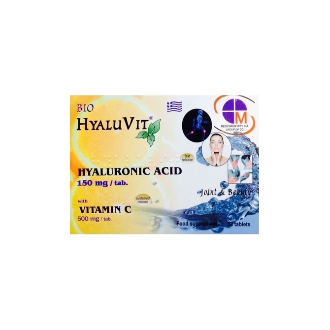 MEDICHROM Bio Hyaluvit With Vitamin C Υαλουρονικό Οξύ Με Βιταμίνη C 500mg 30 ταμπλέτες