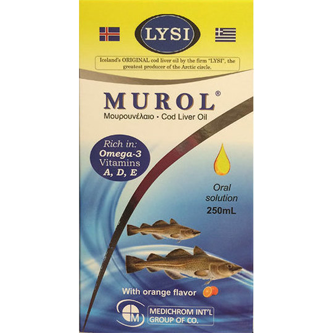 MEDICHROM Murol Cod Liver Oil  Μουρουνέλαιο Πόσιμο Διάλυμα Με Γεύση Πορτοκάλι 250ml
