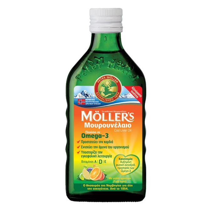 Möller’s Μουρουνέλαιο Cod Liver Oil Γεύση Tutti Frutti 250ml
