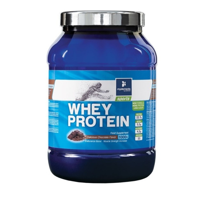 MY ELEMENTS Sports Whey Protein Συμπλήρωμα Διατροφής Με Υψηλής Ισχύος Πρωτεΐνη Γεύση Σοκολάτα 1000gr