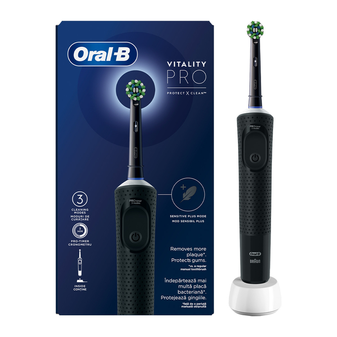 ORAL B Vitality Pro Ηλεκτρική Οδοντόβουρτσα Μαύρη 1 τεμάχιο