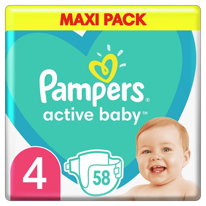 PAMPERS Active Baby Dry Maxi Πάνες No4 Για Βρέφη 9-14kg 58τμχ