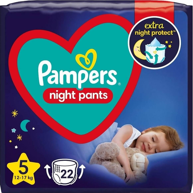 PAMPERS Πάνες Βρακάκι Night Pants No 5 Για 12-17kg 22τμχ