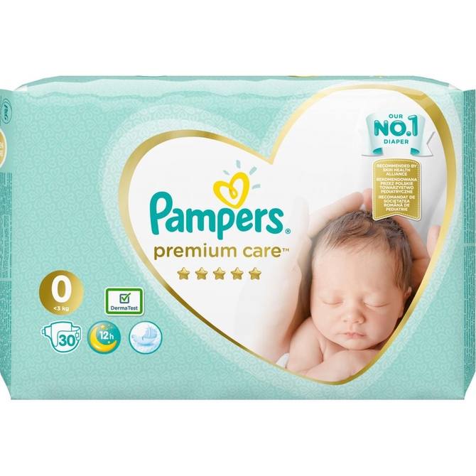 PAMPERS Premium Care No 0 Πάνες Για Νεογέννητα  0-3kg 30τμχ