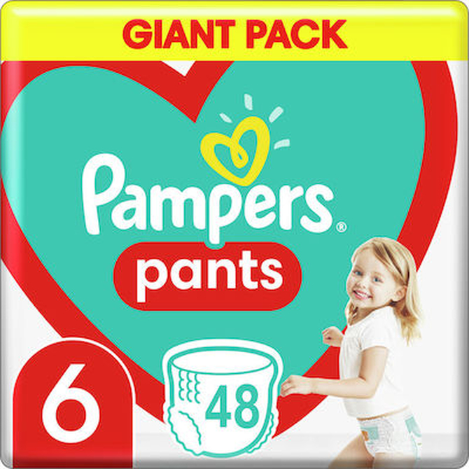 PAMPERS Pants Πάνες Βρακάκια Νο 6 15kg+ 48 τεμάχια