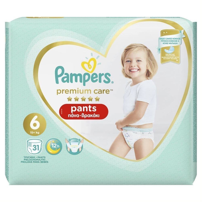 PAMPERS Πάνες Βρακάκια Premium Care Pants No6 (15+kg) 31 τεμάχια
