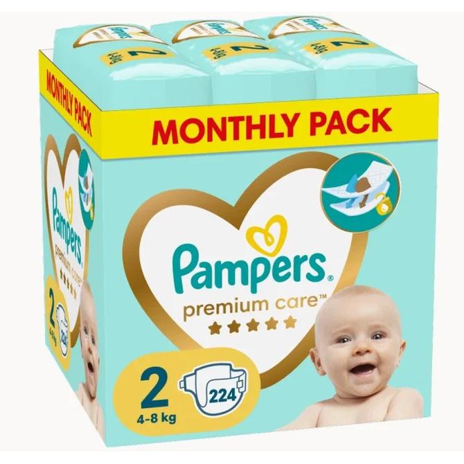 PAMPERS Premium Care No 2 Monthly Pack Πάνες Για Βρέφη 4-8kg 224τμχ