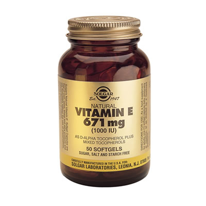 SOLGAR Vitamin E 671mg (1000IU) Για Αντιοξειδωτική Προστασία και Διατήρηση της Ελαστικότητας της Επιδερμίδας 50 Mαλακές Κάψουλες