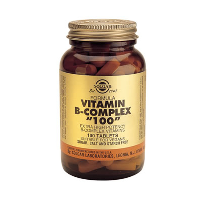 SOLGAR Vitamin B-Complex 100 Σύμπλεγμα βιταμινών Β- 100 Για την Υγεία του Νευρικού Συστήματος και του Δέρματος  100 δισκία