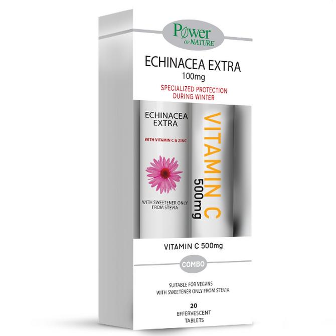 POWER HEALTH Echinacea Extra 100mg  & Vitamin C 500mg 20+20 Αναβράζοντα Δισκία
