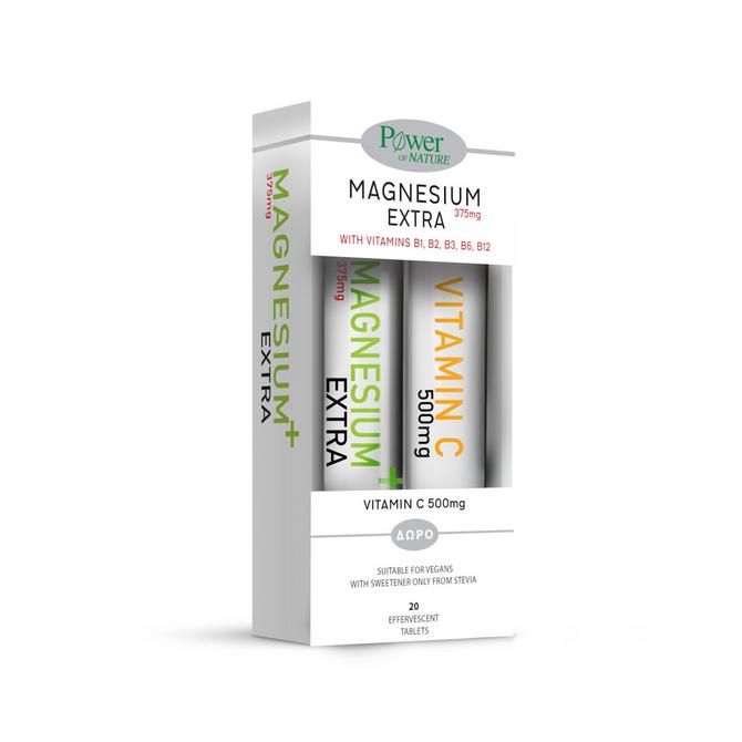 POWER HEALTH Magnesium Extra 375mg & Vitamin C 500mg 20+20 αναβράζοντα δισκία