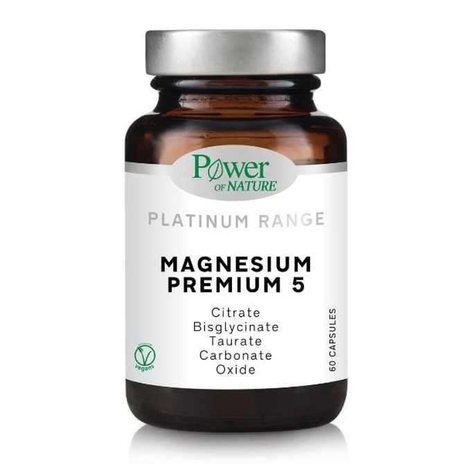 POWER HEALTH Magnesium Premium 5 Συμπλήρωμα Διατροφής για το Μυϊκό και Νευρικό Σύστημα 60 κάψουλες