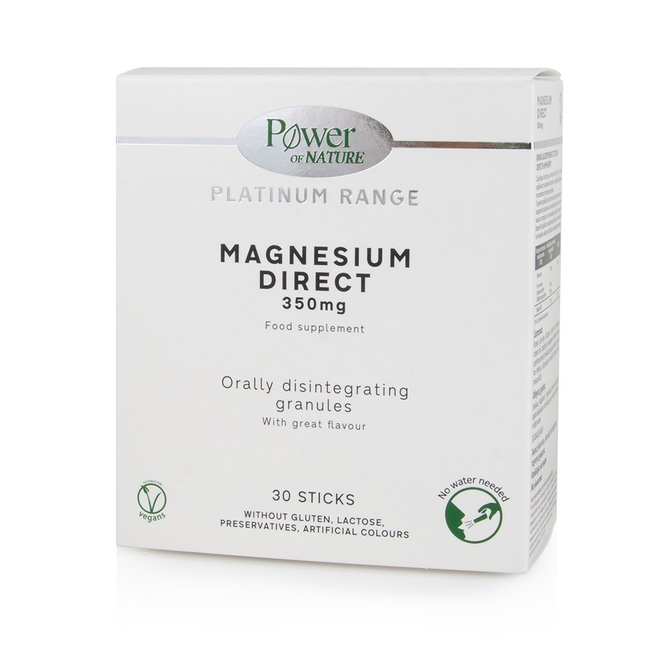 POWER HEALTH Magnesium Direct 350mg Μαγνήσιο Για Την Υγεία Μυών & Νευρικού Συστήματος 30 φακελάκια