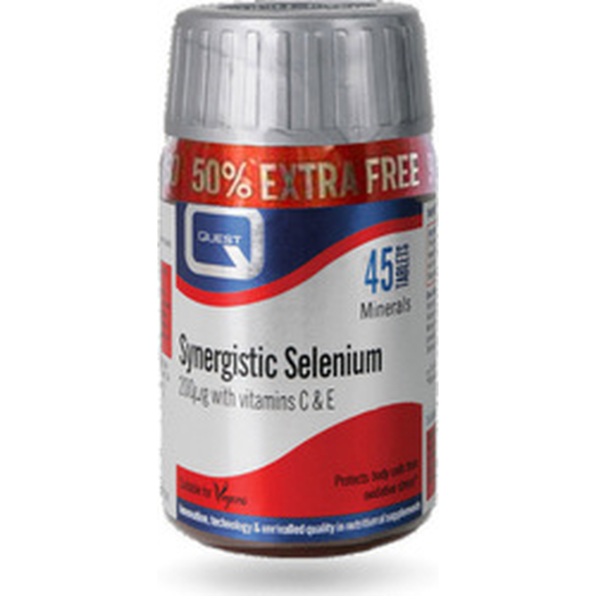 QUEST Synergistic Selenium 200mg με Βιταμίνες C και E  Ενίσχυση Ανοσοποιητικού και Προστασία από Οξειδωτικές Βλάβες 30+15 Δωρεάν κάψουλες