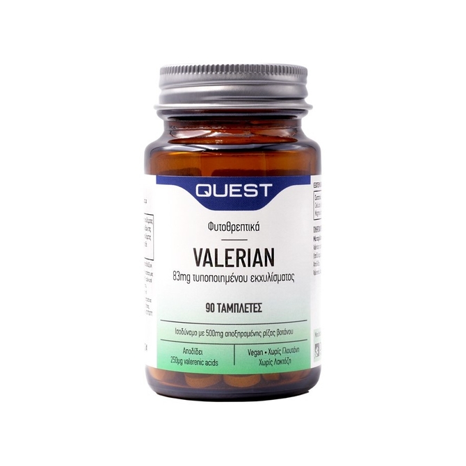 QUEST Valerian 83mg Συμπλήρωμα Διατροφής για Αΰπνίες-Στρες 90 κάψουλες