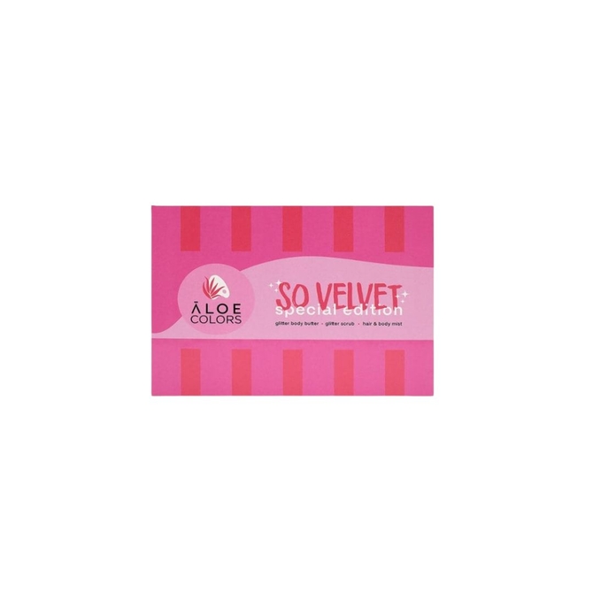 ALOE + COLORS So Velvet Special Edition Glitter Body Butter Βούτυρο Σώματος Με Άρωμα Πούδρας 200ml & Απολεπιστικό Σώματος Με Glitter 200ml & Hair & Body Mist 150ml