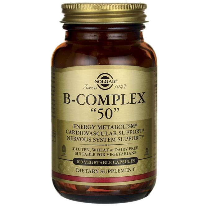 SOLGAR Vitamin B Complex 50 - Σύμπλεγμα Βιταμινών Β - 50 Για την Καλή Υγεία του Νευρικού Συστήματος 100 Φυτοκάψουλες