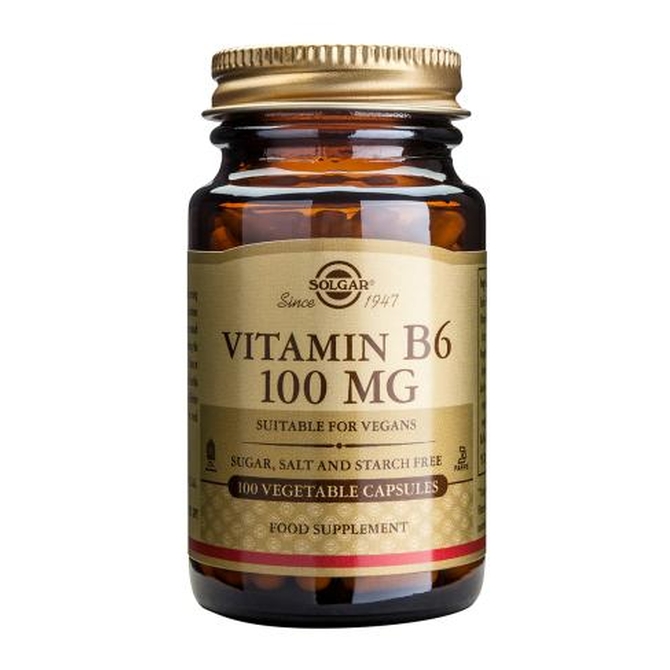 SOLGAR Vitamin B6 100mg Για την Ομαλή Λειτουργία του Νευρικού Συστήματος και Ορμονική Ισορροπία 100 Φυτοκάψουλες