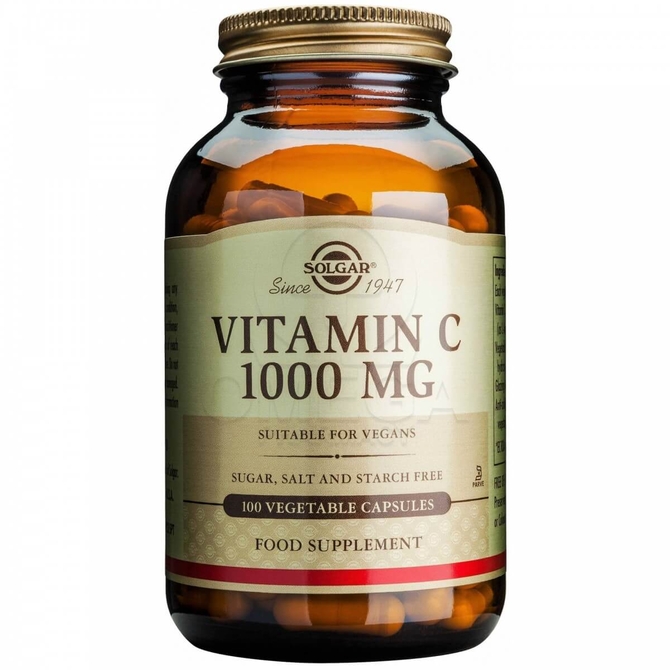 SOLGAR Vitamin C 1000mg Βιταμίνη C Για Την Ενίσχυση Του Ανοσοποιητικού 100 φυτικές κάψουλες