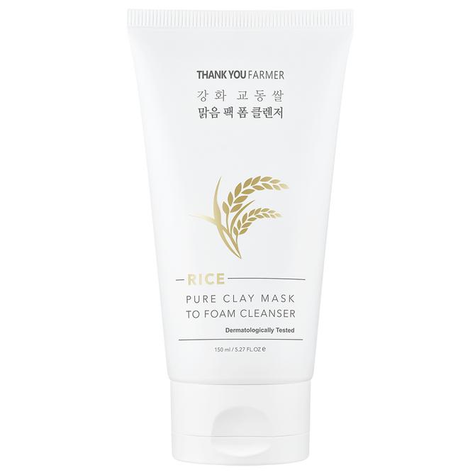 THANK YOU FARMER Rice Pure Clay Mask To Foam Cleanser Μάσκα Αργίλου Για Καθαρισμό Προσώπου 150ml