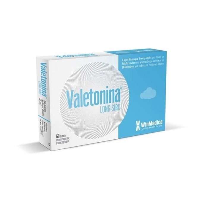 Winmedica Valetonina Long Sirc - Συμπλήρωμα Διατροφής με Μελατονίνη & Βαλεριάνα για την Καταπολέμηση της Αϋπνίας 60 δισκία