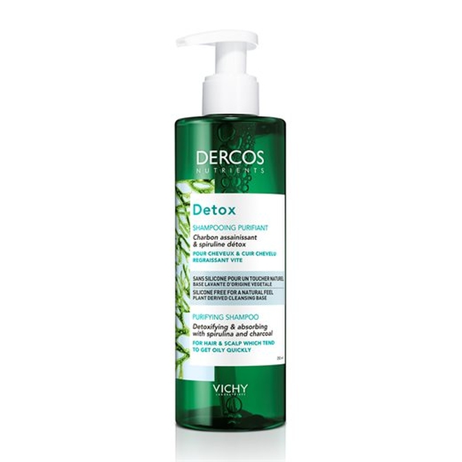 VICHY Detox Shampoo Σαμπουάν Εντατικού Καθαρισμού Με Άνθρακα & Σπιρουλίνα 250ml