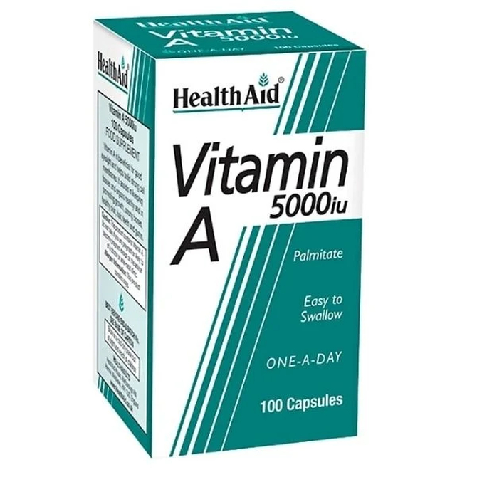 HEALTH AID Vitamin A 5000i.u. - Palmitate Για Καλή Όραση 100 κάψουλες